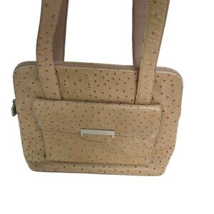 Jones New York Vintage Honey Ostrich Print Leather Shoulder Bag